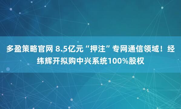 多盈策略官网 8.5亿元“押注”专网通信领域！经纬辉开拟购中兴系统100%股权