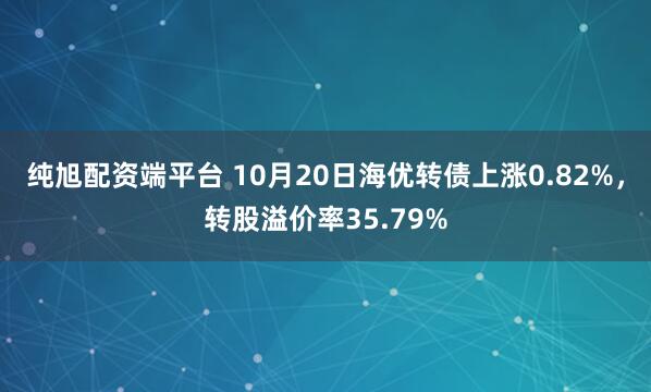 纯旭配资端平台 10月20日海优转债上涨0.82%，转股溢价率35.79%