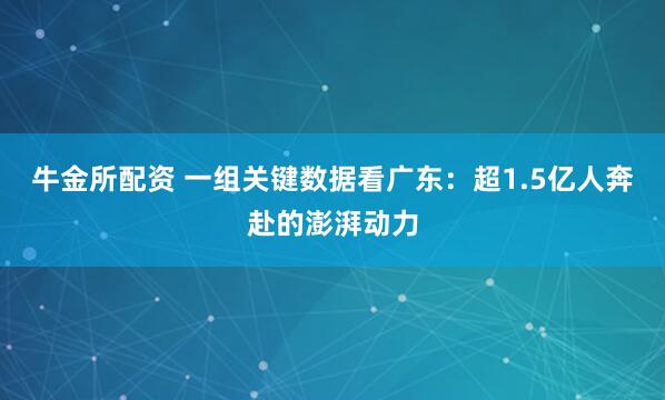 牛金所配资 一组关键数据看广东：超1.5亿人奔赴的澎湃动力